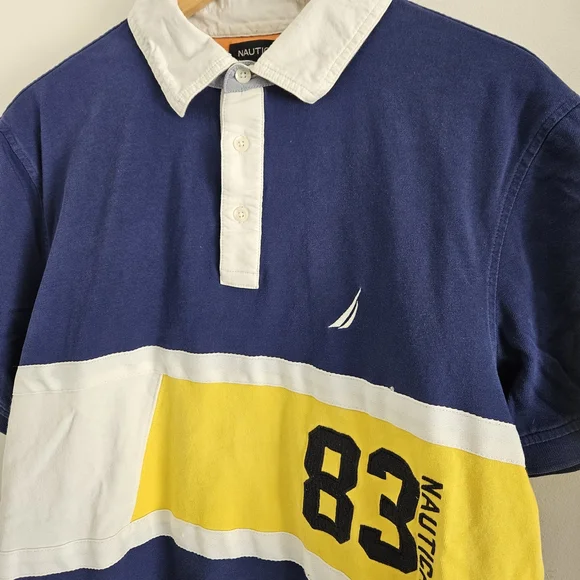 Vintage Nautica Polo Shirt Mens Large Yachting Sailing 90s Y2K - Picture 2 of 7